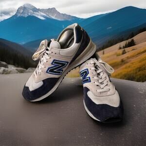 New Balance 574 Shoes Mens Size 9 D Blue White Suede Running Athletic U574GW2